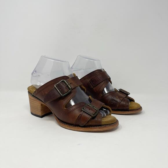 Freebird by Steven Caprice Sandal Womens 7 Brown Leather Buckles Boho Y2K - Picture 1 of 8